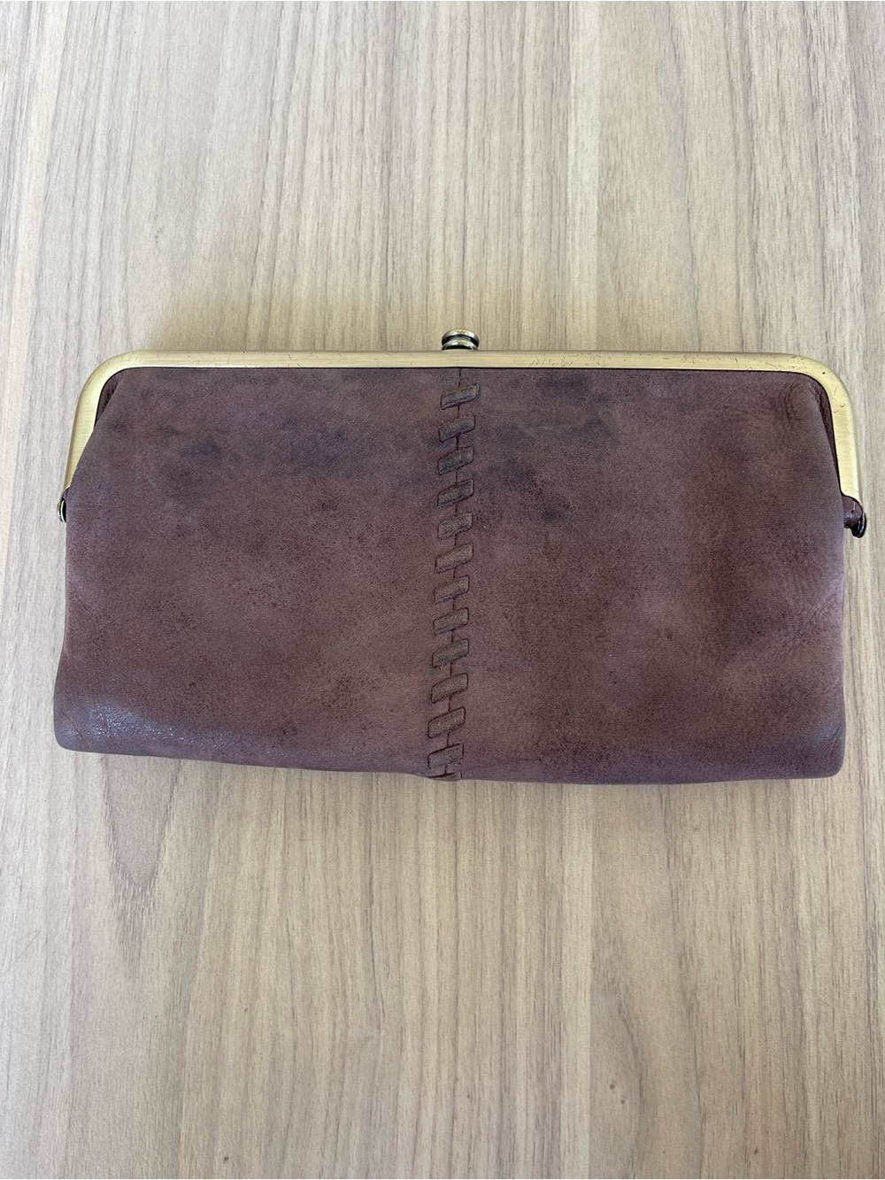 HOBO Brown Leather Kiss-Lock Wallet Clutch